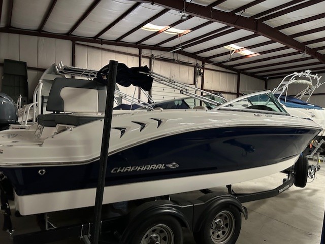 white and black chaparral boat from dinbokowitz marine